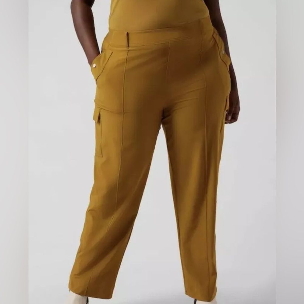 NWT Athleta Vienna Cargo Pant  size 22  Wide Leg Brass Yellow